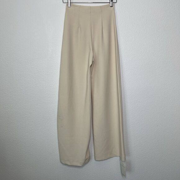 ABERCROMBIE & FITCH Trouser Pants 00 Short Wide Leg Ivory High Waist Menswear - Picture 14 of 14